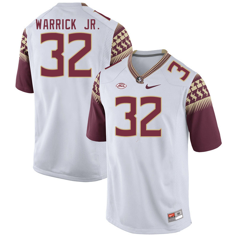 Men #32 Peter Warrick Jr. Florida State Seminoles College Football Jerseys Stitched Sale-White